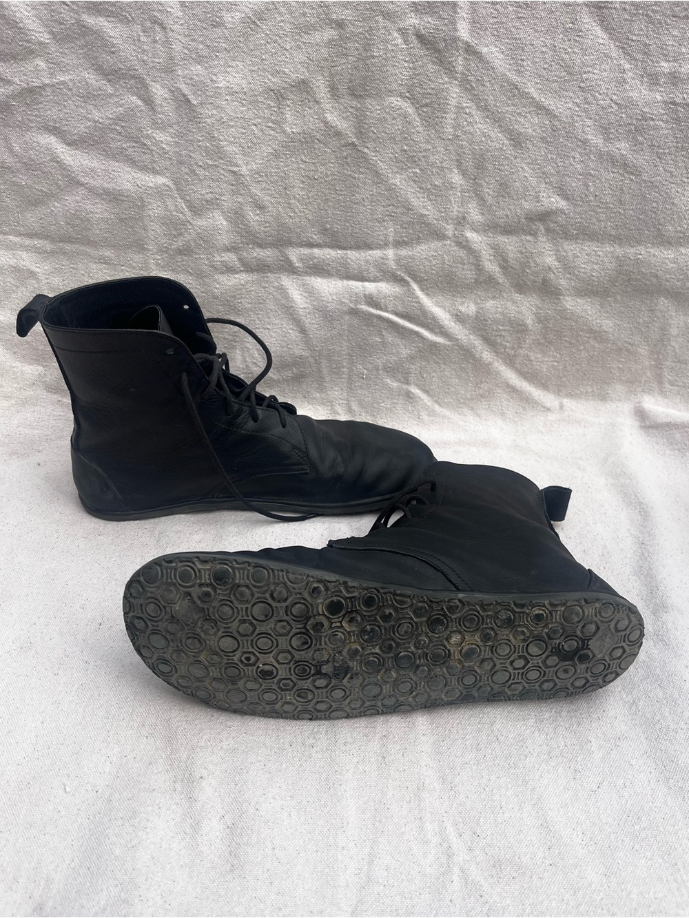 Womans Black Lace-Up Leather Boots - Picture 2 of 4